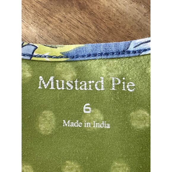 Mustard Pie Green Blue Dot Ruffled Tiered Long Sleeve Knit Tunic Top 6 - Picture 6 of 9